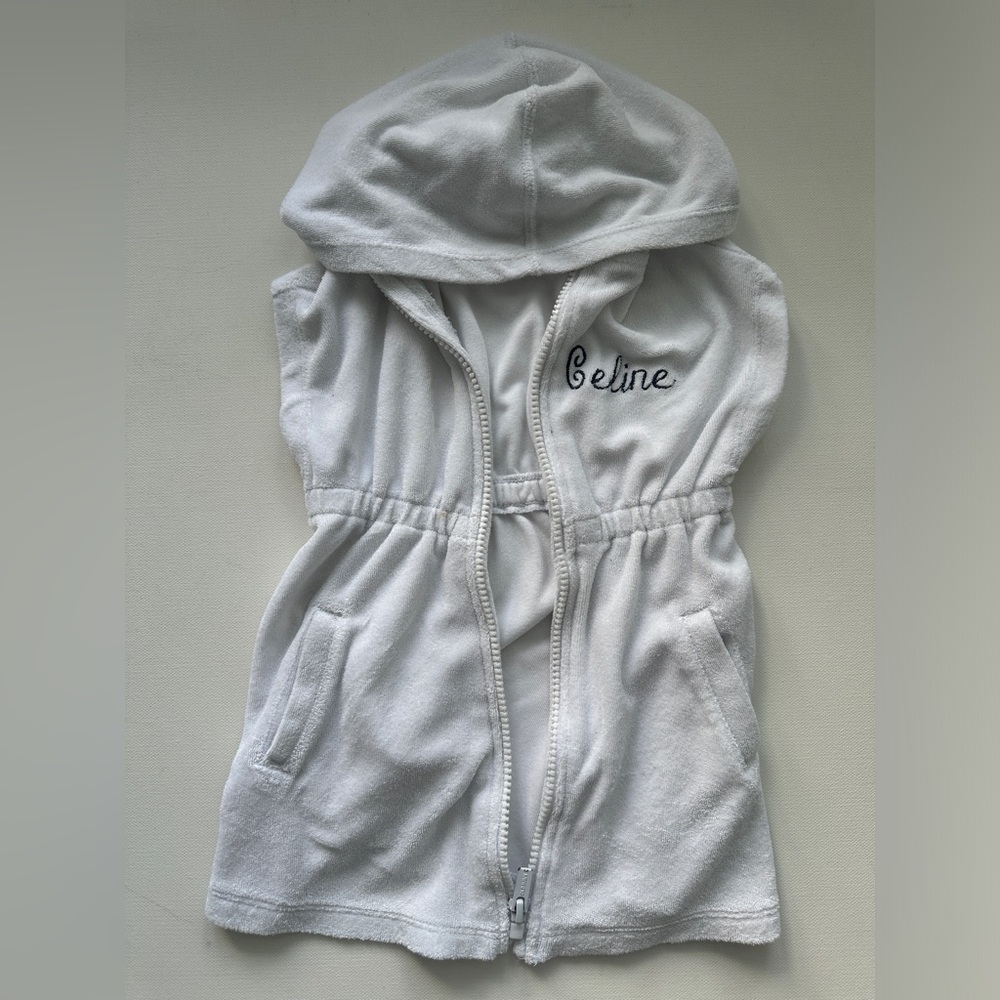 Old Navy girl’s coverup | color white printed name “Celine” | Size 18-24M.